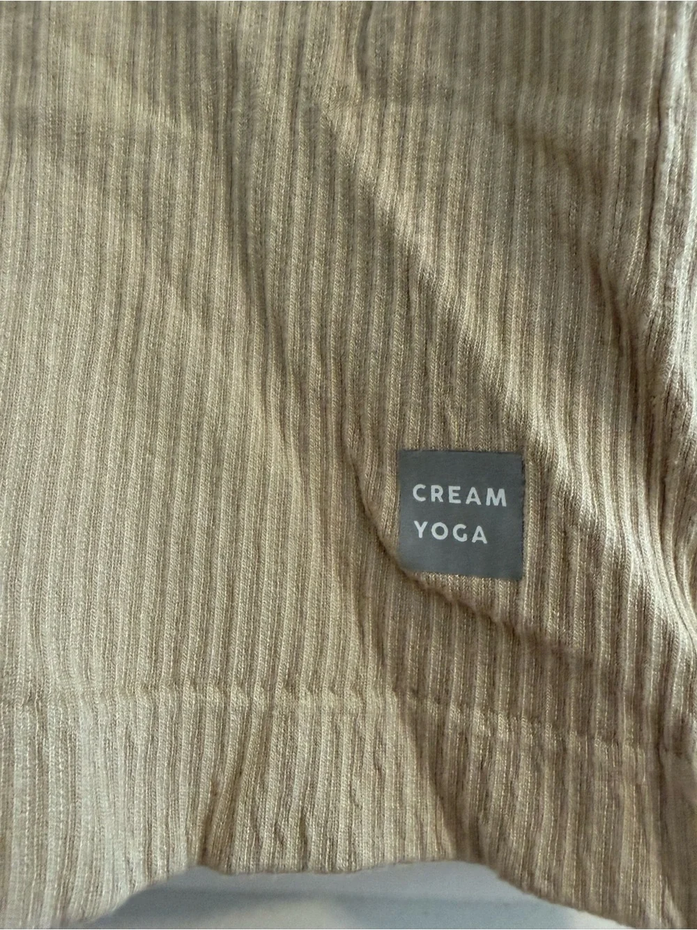 Cream Yoga Ribbed V-Neck Crop Tank - Cream